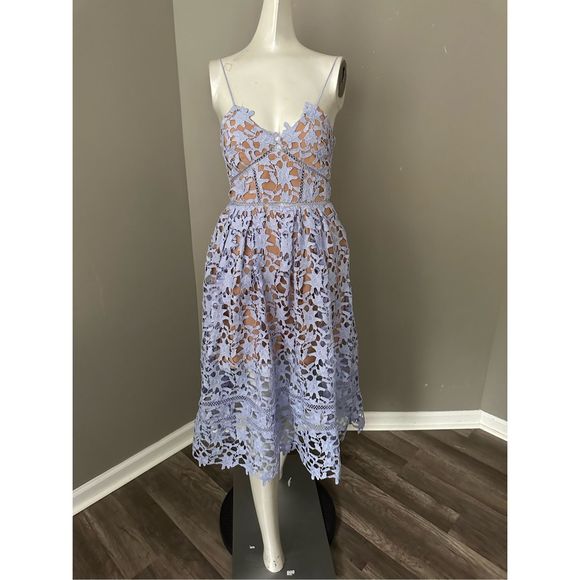 SELF-PORTRAIT AZALEA LACE MIDI DRESS - PURPLE - Picture 5 of 11